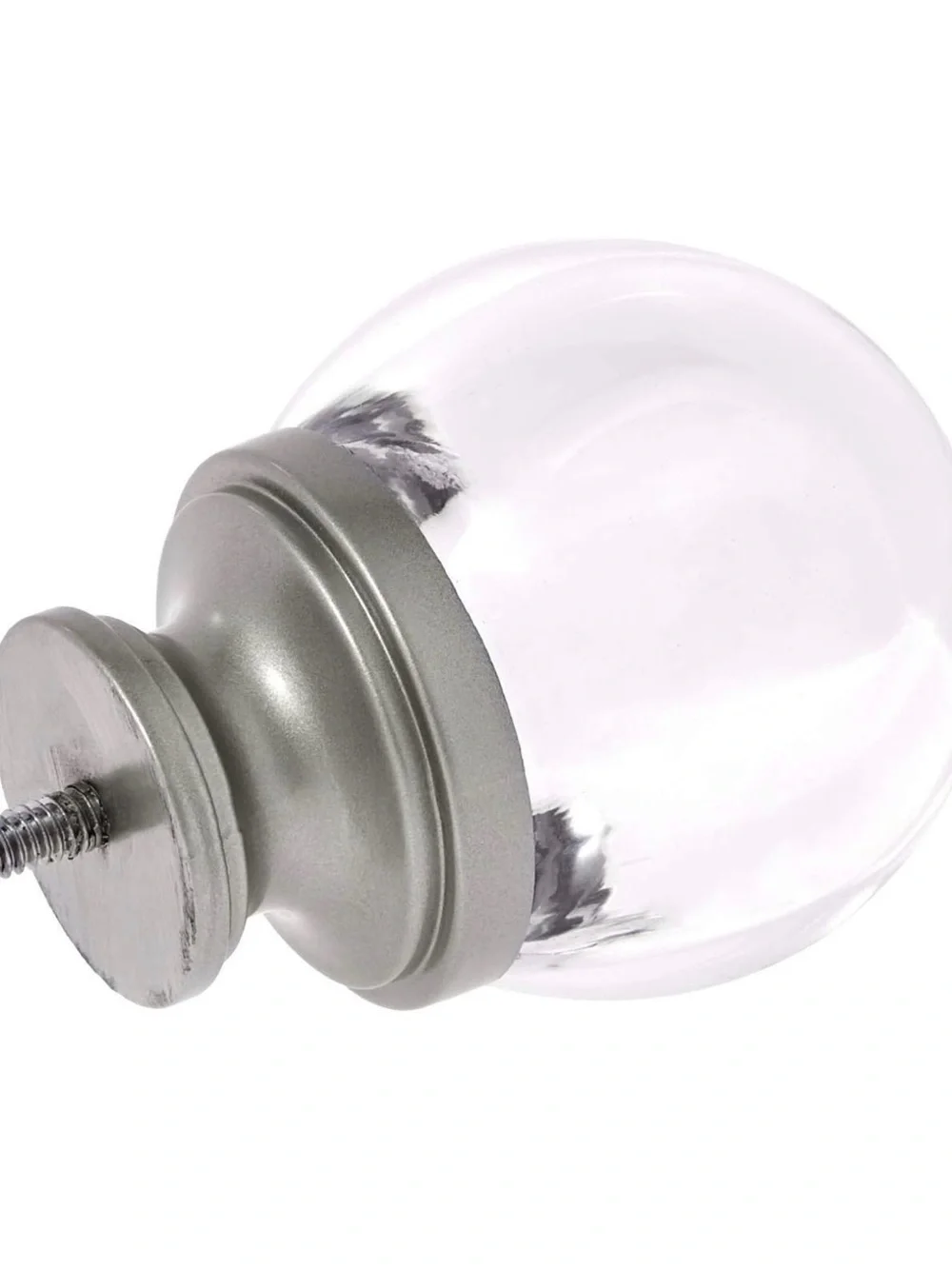 Set of 4 acrylic clear ball finials for curtain rods Amazon basics nickle glass